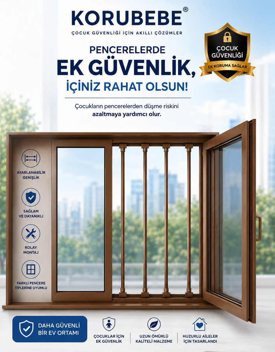 KORUBEBE® Ayarlanabilir Pencere Güvenlik Bariyeri